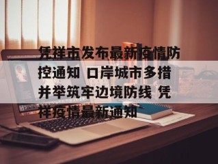 凭祥市发布最新疫情防控通知 口岸城市多措并举筑牢边境防线 凭祥疫情最新通知